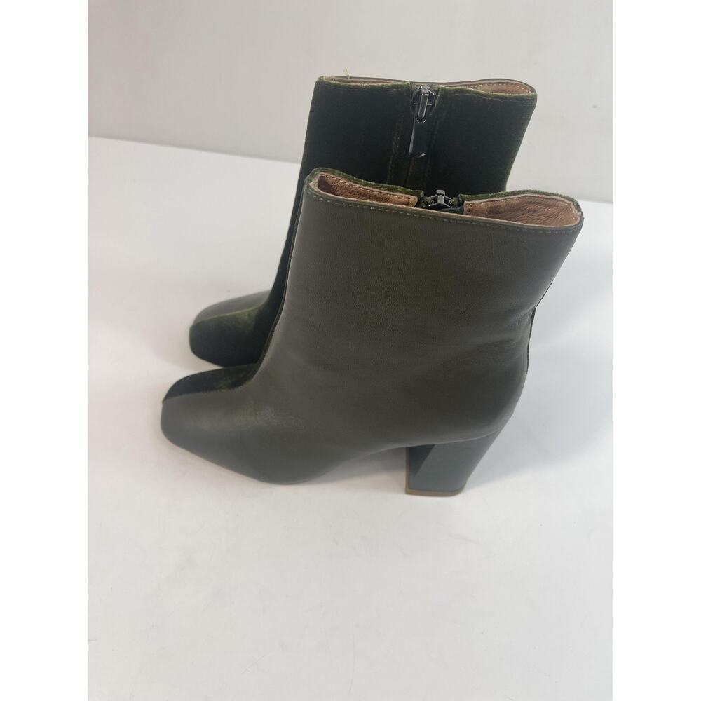 JAGGAR Boots Women's Size 5 Khaki Blocked Boot Velvet Ankle Heel Zip Pointed Toe - Picture 4 of 11